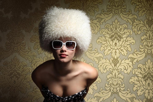 Sexy WomanÐ± White Fur Hat Wall Mural