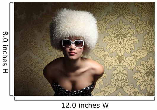 Sexy WomanÐ± White Fur Hat Wall Mural