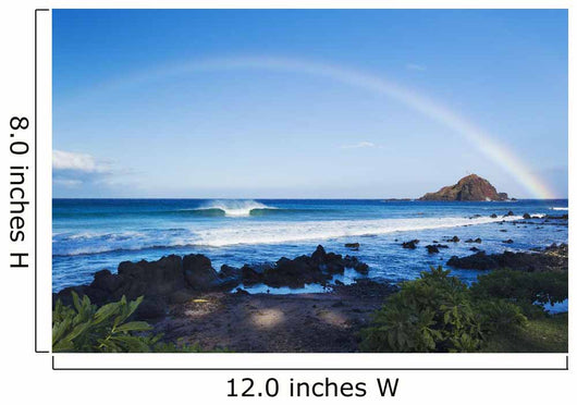 Hawaii, Maui, Hana, Dramatic Coastline, Rainbow Over Ocean Wall Mural