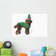 Brown Poodle with Christmas Wall Decal
