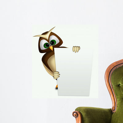 Owl Sign Wall Decal shown on a wall