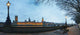 UK, Panoramic view of Houses of Parliament at dusk from River Thames Wall Mural