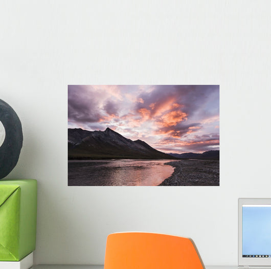 The Noatak River At Sunset, Brooks Range, Arctic Alaska, Summer Wall Mural