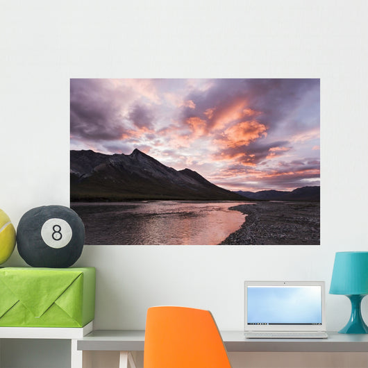 The Noatak River At Sunset, Brooks Range, Arctic Alaska, Summer Wall Mural