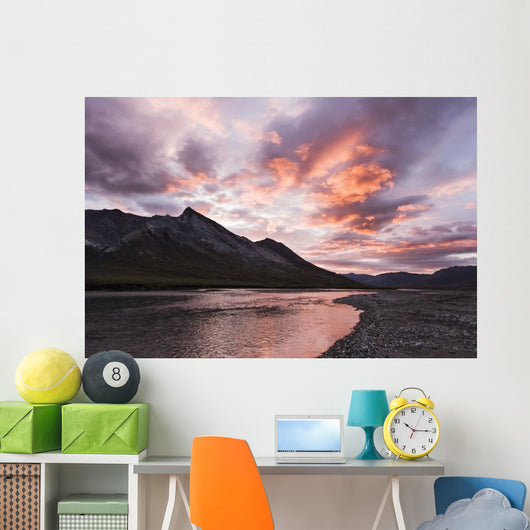 The Noatak River At Sunset, Brooks Range, Arctic Alaska, Summer Wall Mural