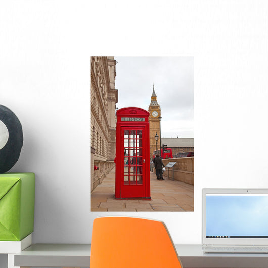 Red Telephone Booth in London Wall Mural