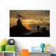 People admiring sunset over Morro do Pico from Forte dos Remedios Wall Mural