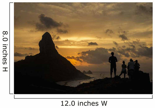 People admiring sunset over Morro do Pico from Forte dos Remedios Wall Mural