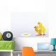 Two yellow baby chicks looking at fried egg;British columbia canada Wall Mural