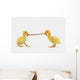Two baby ducklings fighting over a worm;British columbia canada Wall Mural