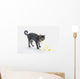 Grey Tabby Cat Licking Wall Decal