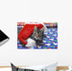 Grey tabby cat with santa claus hat lying Wall Mural