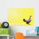 Hen standing in line with five eggs;British columbia canada Wall Mural