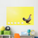Hen standing in line with five eggs;British columbia canada Wall Mural