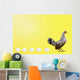 Hen standing in line with five eggs;British columbia canada Wall Mural