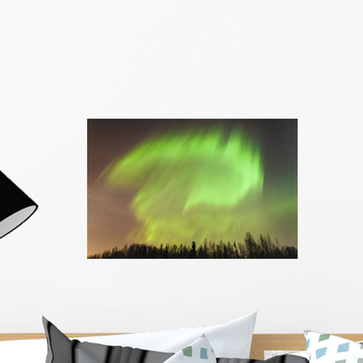 Northern Lights above Forest Wall Decal