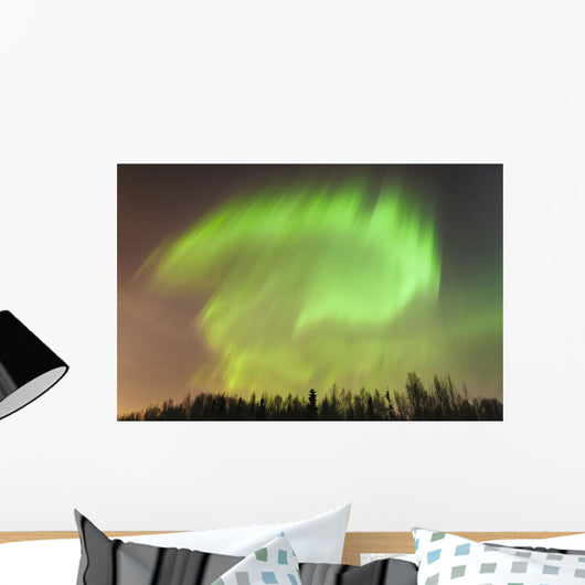 Northern Lights above Forest Wall Decal