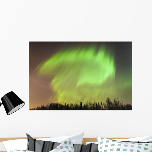 Northern Lights above Forest Wall Decal