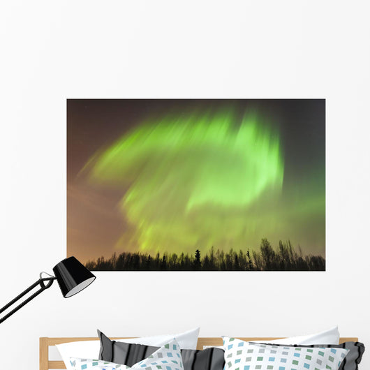 Northern Lights above Forest Wall Decal
