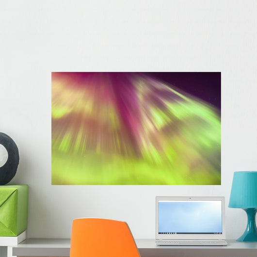 A Green And Purple Northern Lights Corona Wall Mural