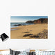 Portugal, Algarve, Distant View Of Surfer Walking On Playa Do Amado Wall Mural