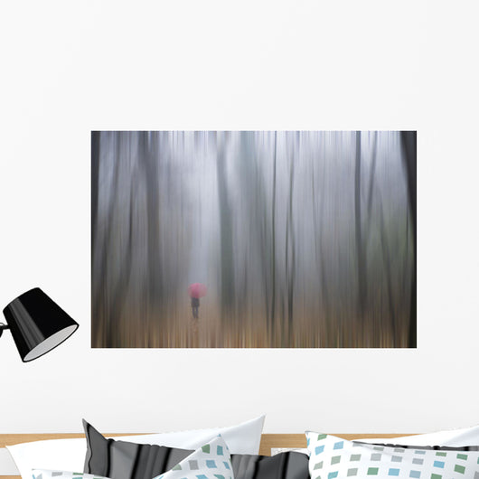 Woman Walking with Red Wall Decal