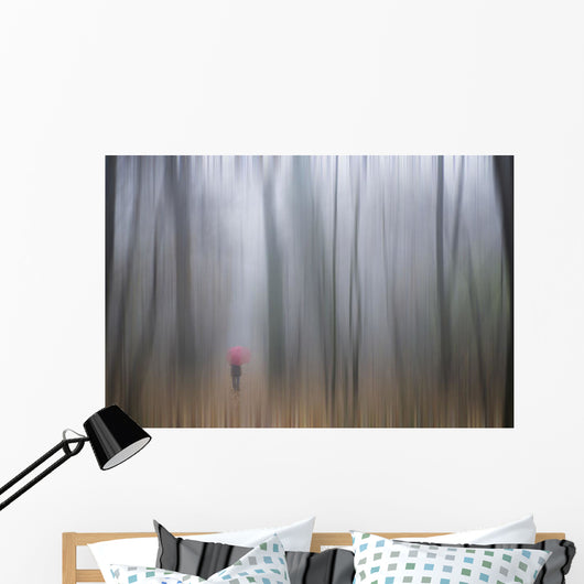 Woman Walking with Red Wall Decal