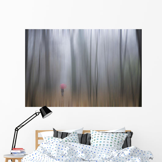 Woman Walking with Red Wall Decal
