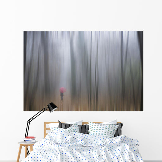 Woman Walking with Red Wall Decal