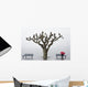 A tree and a person with a red umbrella Wall Mural