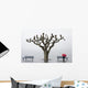 A tree and a person with a red umbrella Wall Mural