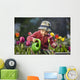 Toddler Girl Watering Tulips, Anchorage, Alaska, Usa Wall Mural