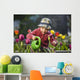 Toddler Girl Watering Tulips, Anchorage, Alaska, Usa Wall Mural