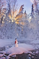 Snowman Standing On A Small Island Wall Mural