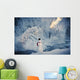 Snowman Standing Next To A Stream With Fog And Hoar Frosted Trees Wall Mural
