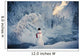 Snowman Standing Next To A Stream With Fog And Hoar Frosted Trees Wall Mural