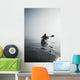 A Sea Kayaker Paddles Into Thick Fog On On A Calm Morning Wall Mural