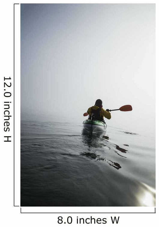 A Sea Kayaker Paddles Into Thick Fog On On A Calm Morning Wall Mural