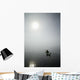 A Sea Kayaker Paddles Into Thick Fog On On A Calm Morning Wall Mural