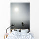 A Sea Kayaker Paddles Into Thick Fog On On A Calm Morning Wall Mural