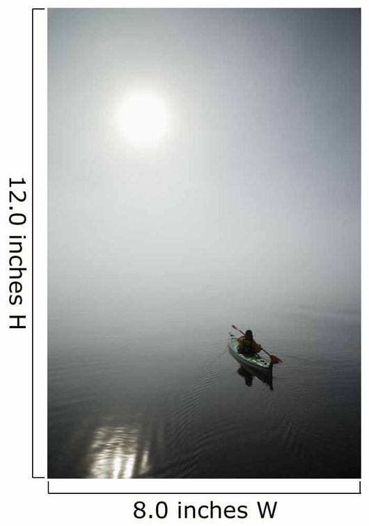 A Sea Kayaker Paddles Into Thick Fog On On A Calm Morning Wall Mural