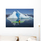 A Sea Kayaker Paddles Beside An Iceberg Wall Mural