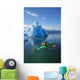 A Sea Kayaker Paddles Beside An Iceberg Wall Mural