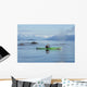 A Sea Kayaker Watches As A Group Of Humpback Whales Surface Wall Mural