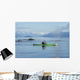 A Sea Kayaker Watches As A Group Of Humpback Whales Surface Wall Mural