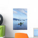 A Sea Kayaker Watches As A Group Of Humpback Whales Lift Their Flukes Wall Mural