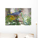 American Robin With Mountain Ash Berry In Beak Wall Mural