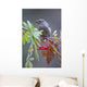 Townsend's Solitaire With Mountain Ash Berry In Beak Perched On Branch Wall Mural
