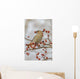 Close Up Of A Bohemian Waxwing With Mountain Ash Berry Wall Mural