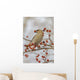 Close Up Of A Bohemian Waxwing With Mountain Ash Berry Wall Mural